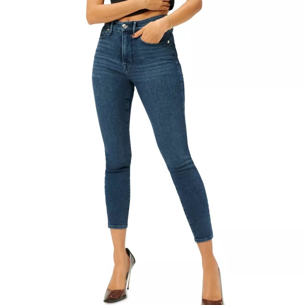Good Waist Cropped Skinny Jeans in Blue798 - GOOD AMERICAN - SIZE 0 / 25